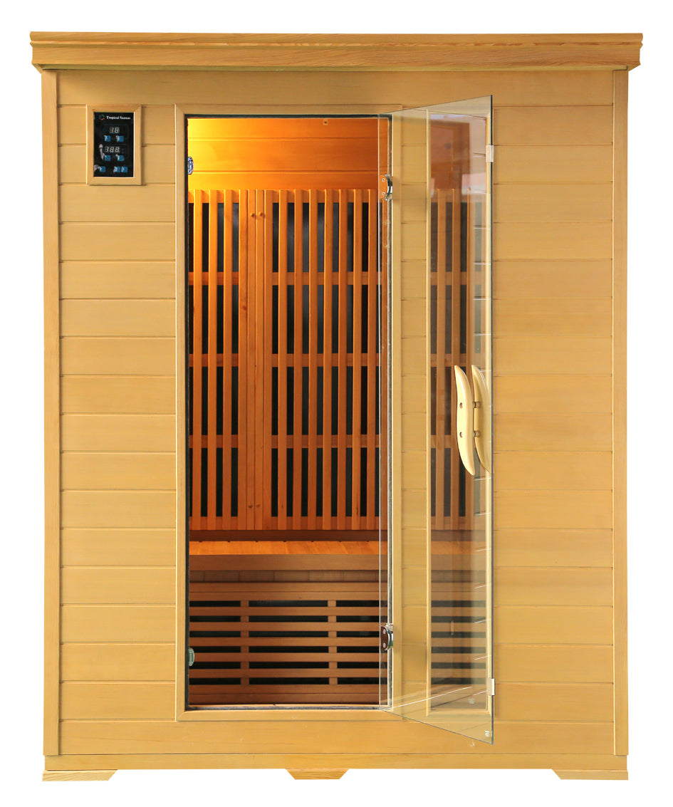 Sauna Finlandese HS-503A - 1500x1100x1900mm - 3 posti - 2520W - Hemlock Canadese/Cedro Rosso, controller touchscreen, cromoterapia