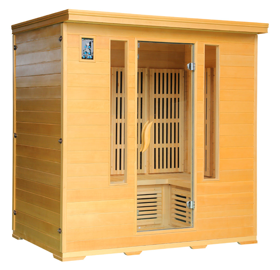 Sauna Finlandese HS-504A - 1800x1200x1900mm - 4 posti - 2720W - Hemlock Canadese/Cedro Rosso, controller touchscreen, cromoterapia