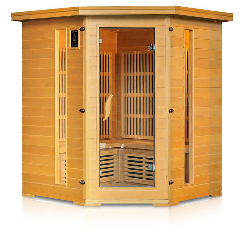 Sauna Finlandese HS-W504A - 1500x1500x900x1900mm - 4 posti - 2760W - Hemlock Canadese/Cedro Rosso, controller touchscreen, cromoterapia